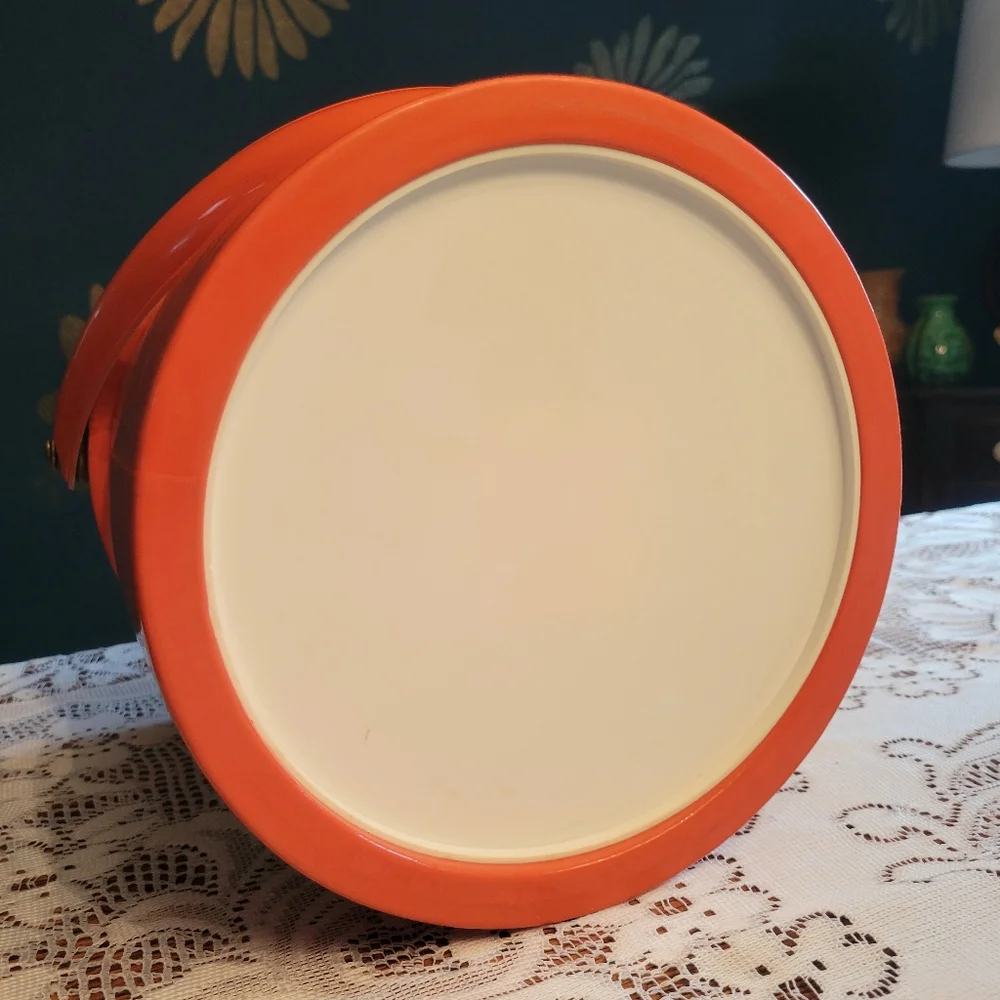 Vintage Vinyl Rainbow Plaid & Orange Ice Bucket